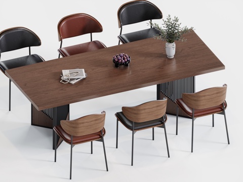  现代意式长餐桌3d模型 