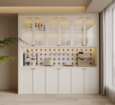  法式奶油风酒柜 餐边柜3d模型 