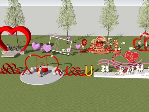 爱心美陈装置小品su模型