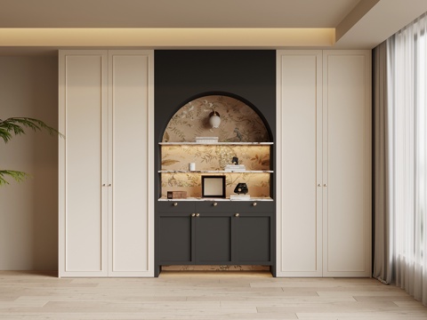  法式复古风书柜3d模型 