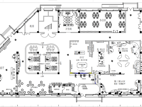 非遗剪纸文化展厅平面布局图cad施工图