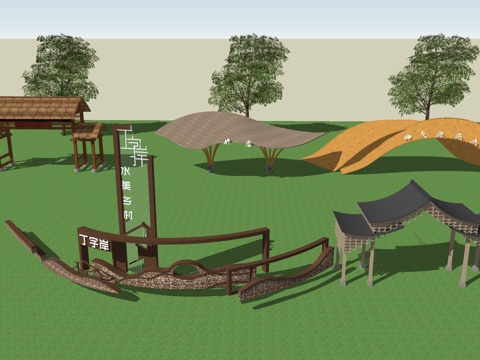 乡村大门入口su模型