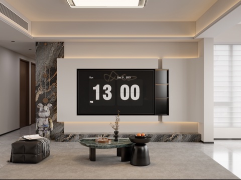  意式轻奢客厅3d模型 