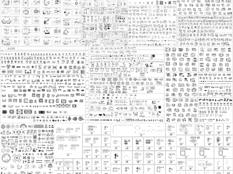 沙发餐桌椅接待前台散座办公家具人物床厨卫洁具植物素材CAD图cad施工图
