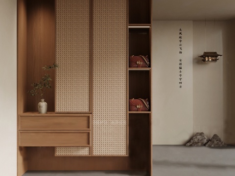  中古风鞋柜3d模型 