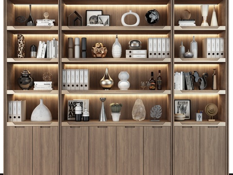  现代豪华木质书架GHS-23643d模型 