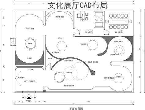 文化展厅cad平面图cad施工图