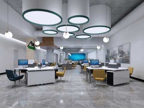 科技办公室 最新全套施工图 效果图合集cad施工图