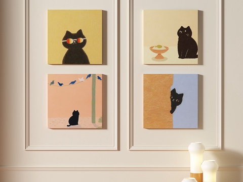 现代，简约，抽象，组合，装饰画3d模型