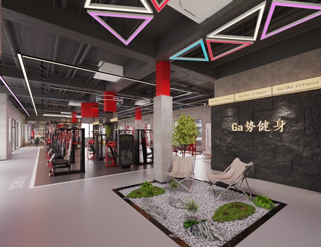  工业风健身房3d模型 