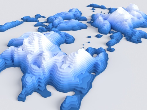  切片山 海岛 小岛 美陈山 山体 山地 公园景观 地形 山地3d模型 