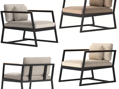  金属框架扶手椅 Royally3d模型 