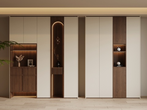  中古风鞋柜 入户鞋柜3d模型 