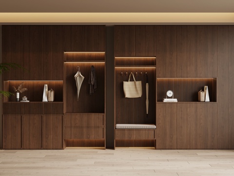  中古风鞋柜 入户鞋柜3d模型 