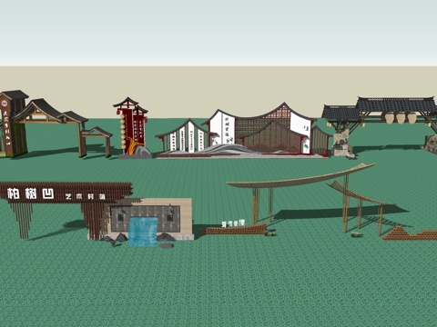 乡村大门入口su模型