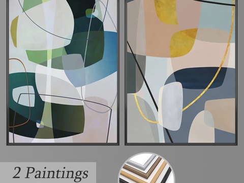  壁画套装33143d模型 