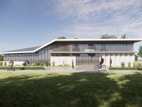 现代游客接待中心 游客服务中心建筑su模型