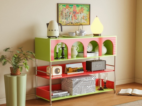  玄关柜 端景台 置物架 摆件 多巴胺3d模型 