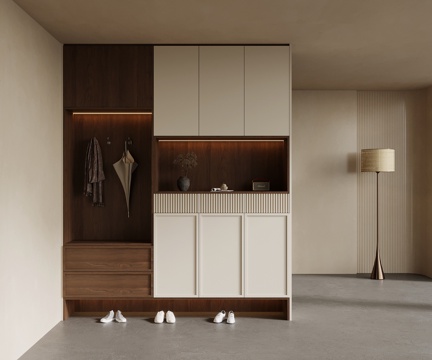 中古风鞋柜 入户鞋柜su模型