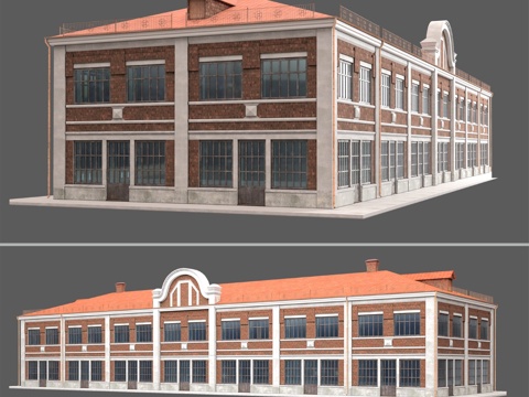  工厂建筑3d模型 