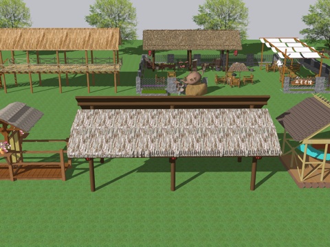  茅草亭茅草屋su模型 