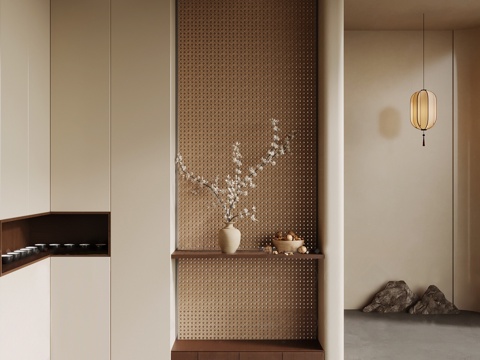  新中式入户玄关3d模型 