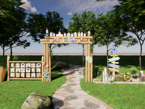 幼儿园导视 幼儿园景观 公园景观 景观门头su模型