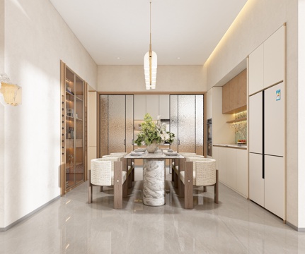  现代轻奢餐厅3d模型 