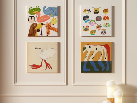  现代，简约，抽象，组合，装饰画3d模型 