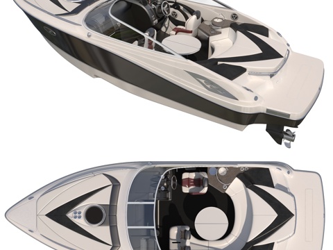  现代游艇 快艇 游艇3d模型 