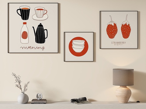  奶油风，组合，装饰画3d模型 