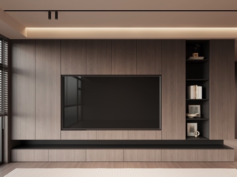  现代意式电视背景墙3d模型 