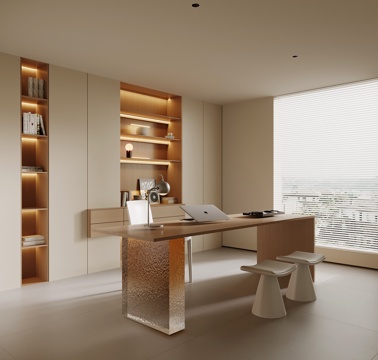  现代书房 书桌椅 书柜3d模型 