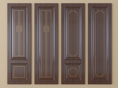  新中式护墙板 门板 柜门板 墙饰板 背景墙3d模型 