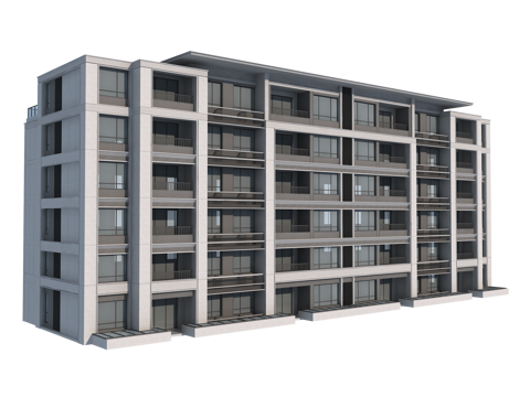  现代多层住宅3d模型 