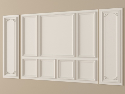  法式护墙板 墙饰板 背景墙3d模型 