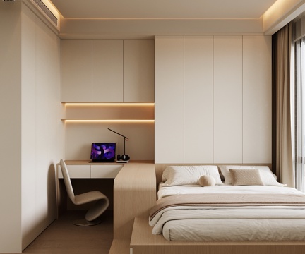 现代榻榻米卧室su模型