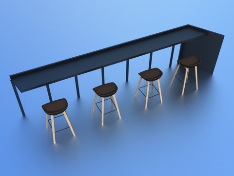  现代户外桌椅3d模型 