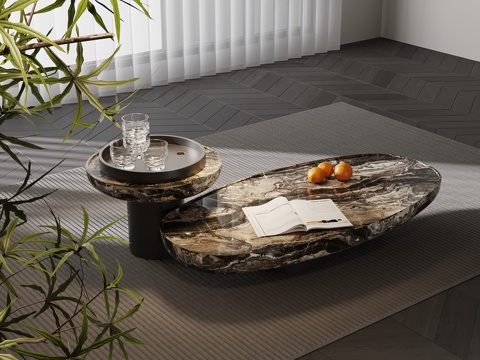  现代意式茶几 子母组合茶几3d模型 