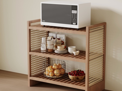 侘寂中古置物架su模型