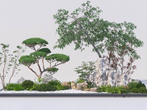  现代植物造景3d模型 