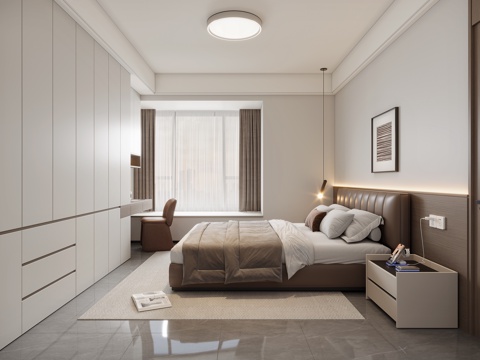  现代简约卧室3d模型 