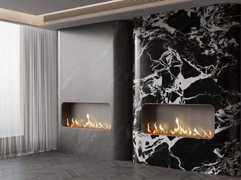  现代意式壁炉 火炉3d模型 