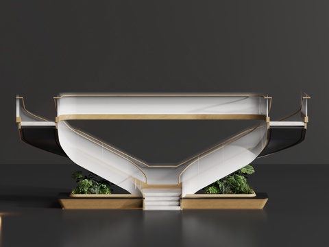  楼梯栏杆植物3d模型 