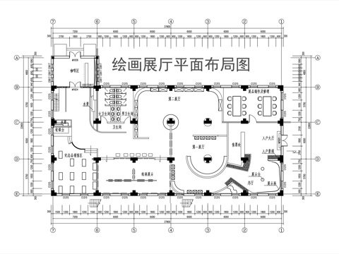  画展展厅平面图cad施工图 