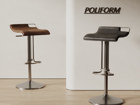  poliform现代凳子 旋转椅 皮革吧椅3d模型 