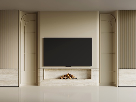 法式电视背景墙su模型