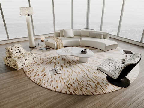  现代沙发茶几组合3d模型 