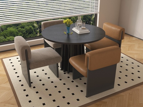  现代意式休闲桌椅 洽谈桌椅3d模型 