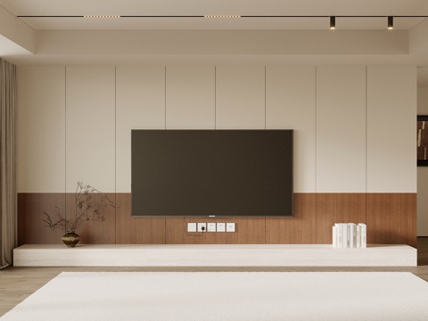  中古风电视背景墙3d模型 